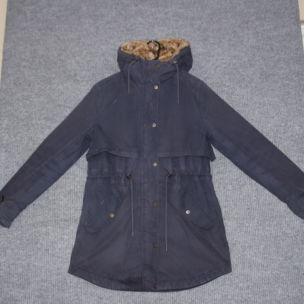 PARKA‎ LONDON Parka Jacket Womens S Navy Blue Casual Warm Fur Lined Hooded